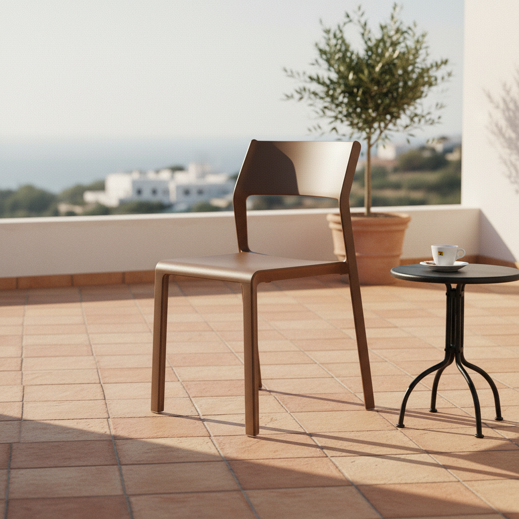 Sedia Trill Bistrot Tabacco su terrazza