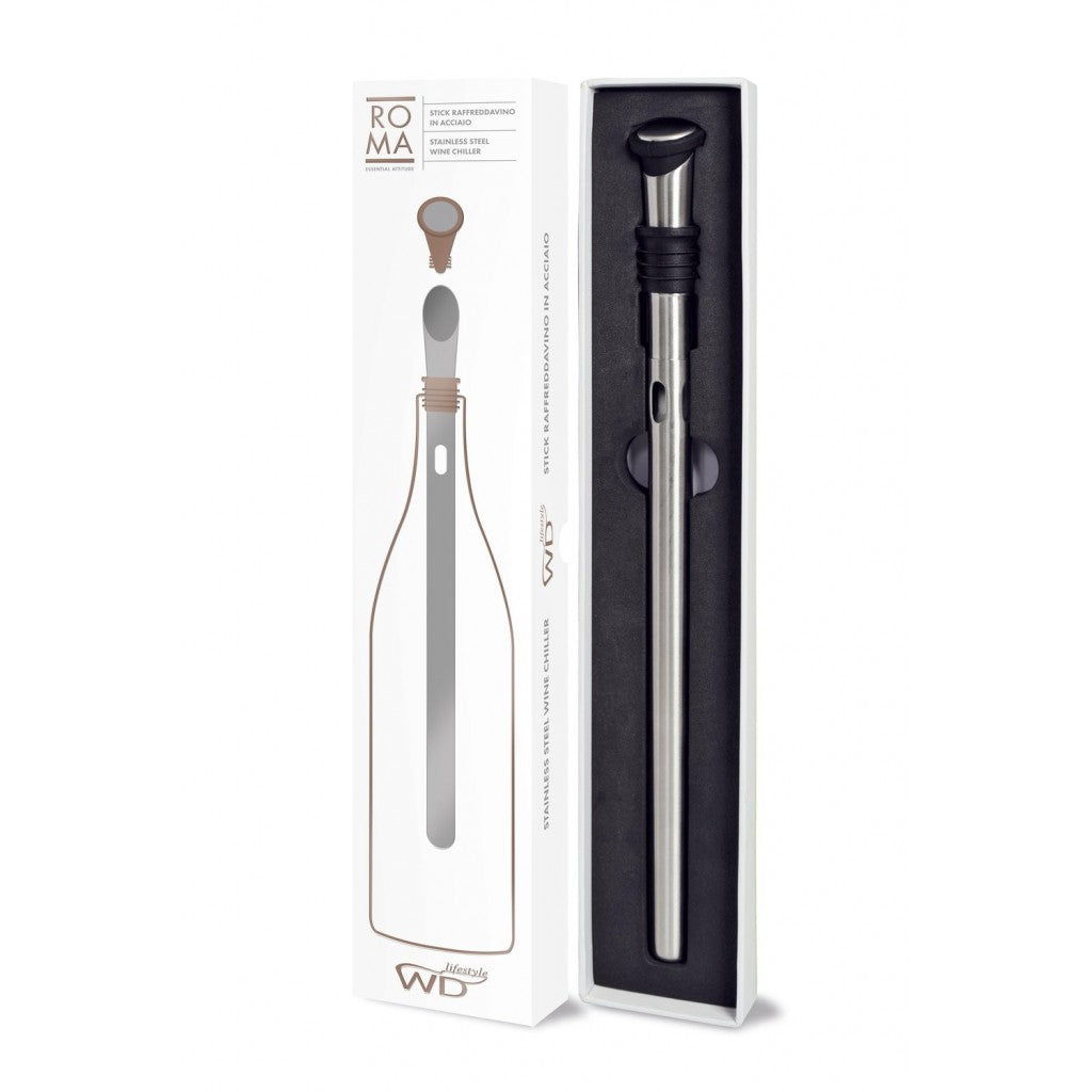 WD Lifestyle Stick Refroidisseur de Vin H32 cm en Acier Inoxydable avec Bouchon Hermétique et Verseur