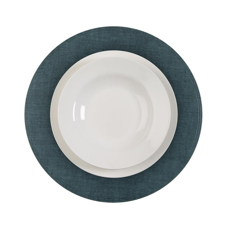 Versa Set de Table Rond Bleu Ø 38 cm en PVC – Dessous d'Assiette Pratique et Lavable