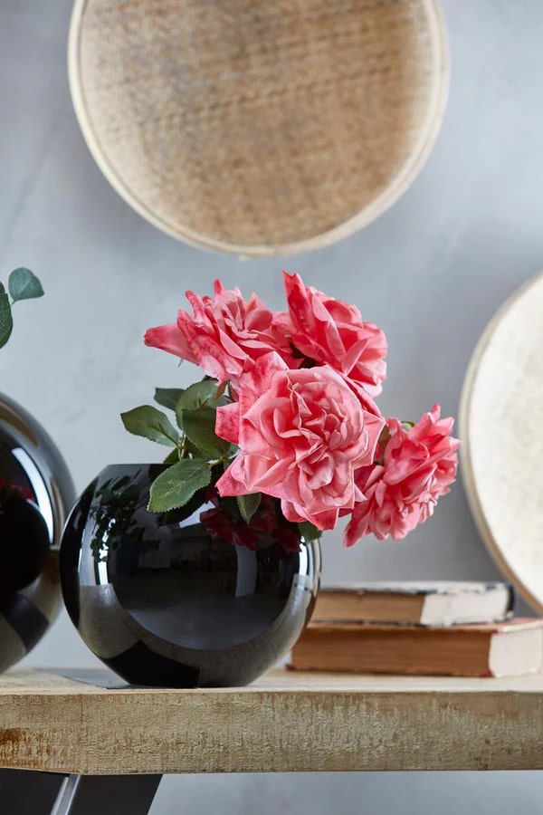 Vase Sphère EDG Enzo De Gasperi H 20 cm P 23 cm Verre Dépoli Noir