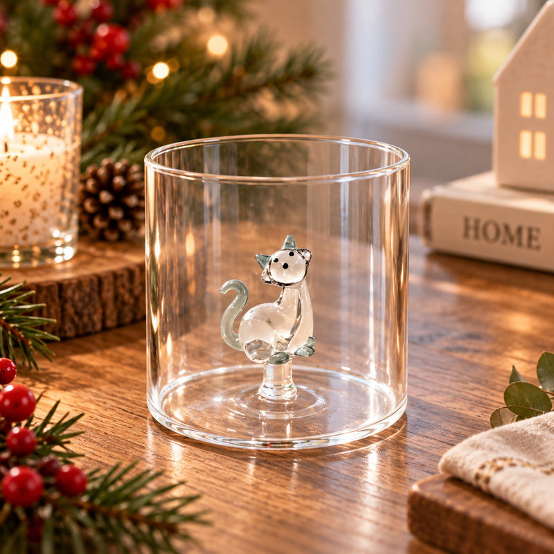 WD LifeStyle Verre Verre Borosilicaté Cc 250 ml Décor Chat Pelote