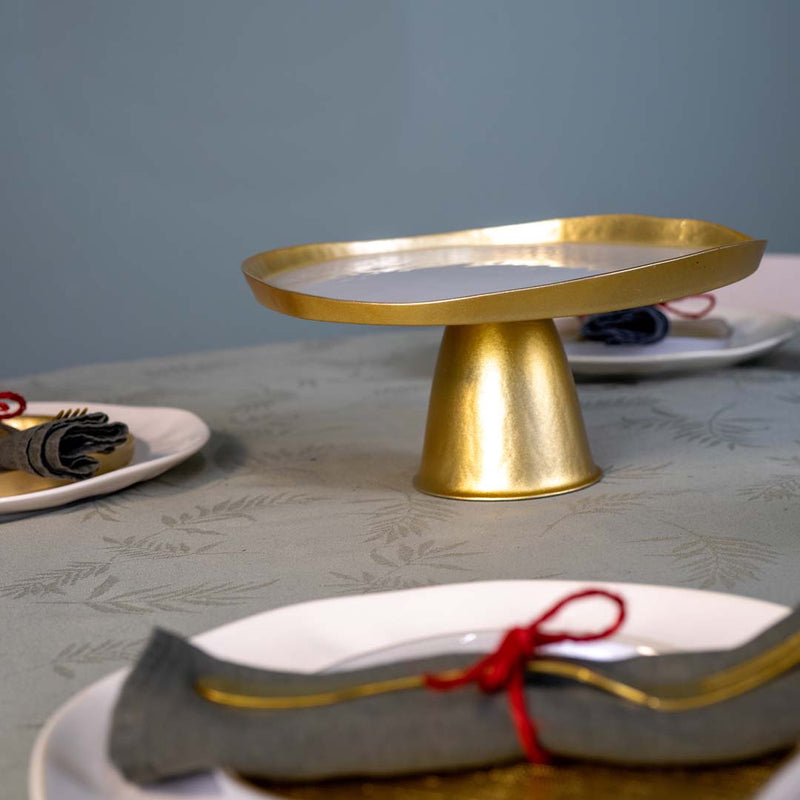 WD LifeStyle Présentoir en Verre Or et Perle Ø28 cm – Présentoir Décoratif de Table