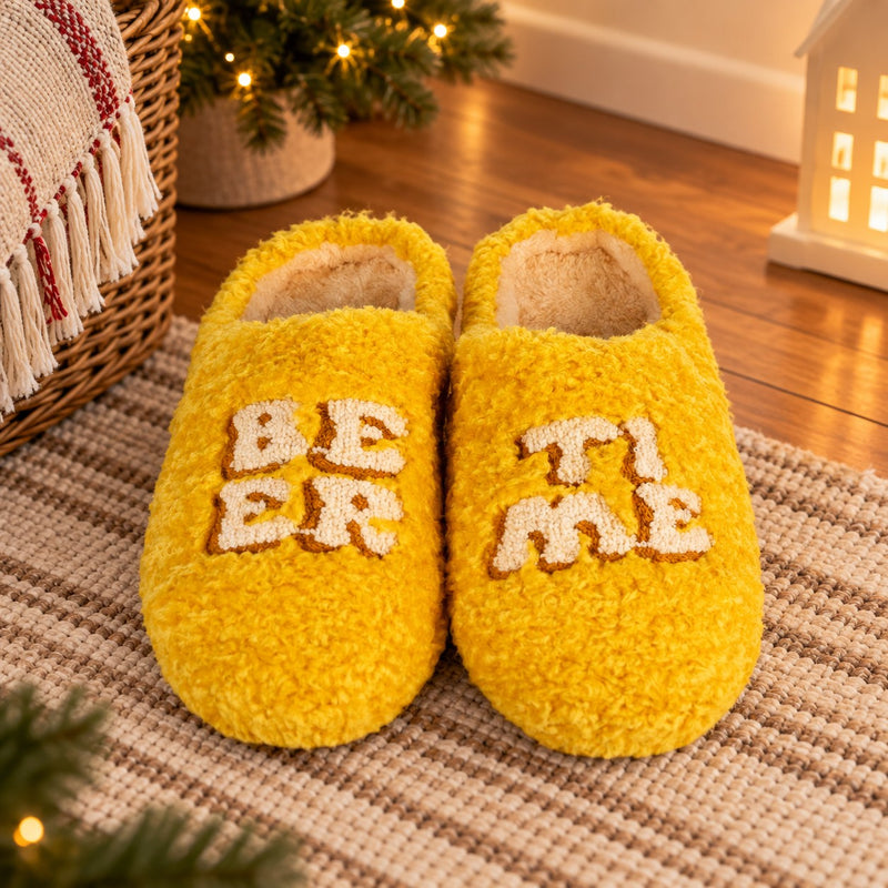 WD Lifestyle Pantoufles Beer Time Taille S/M – Pantoufles Amusantes pour la Maison