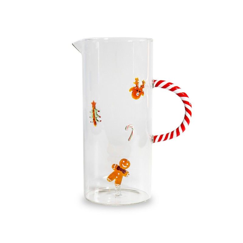 WD Lifestyle Caraffa in Vetro con Decoro Pan di Zenzero – Caraffa Natalizia da Tavola