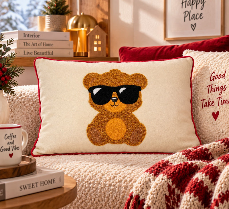 WD LifeStyle Cuscino Decorativo Natale Decoro Orso 30x50 cm – Arredo Natalizio