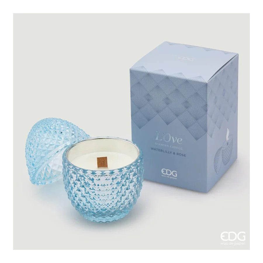 Bougie œuf EDG Enzo De Gasperi L'Ove H 12 cm P 8 cm Nénuphar et rose