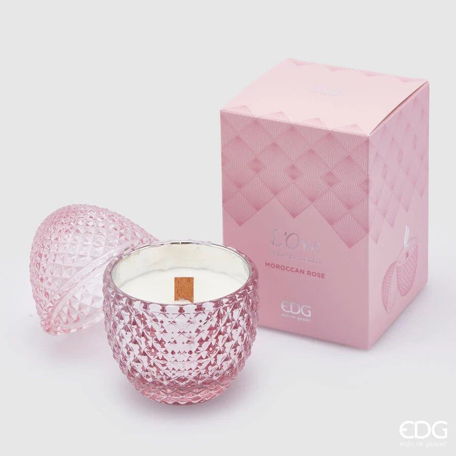 Bougie parfumée en forme d'œuf EDG Enzo De Gasperi L'Ove, H 12 cm, P 8 cm, Rose du Maroc