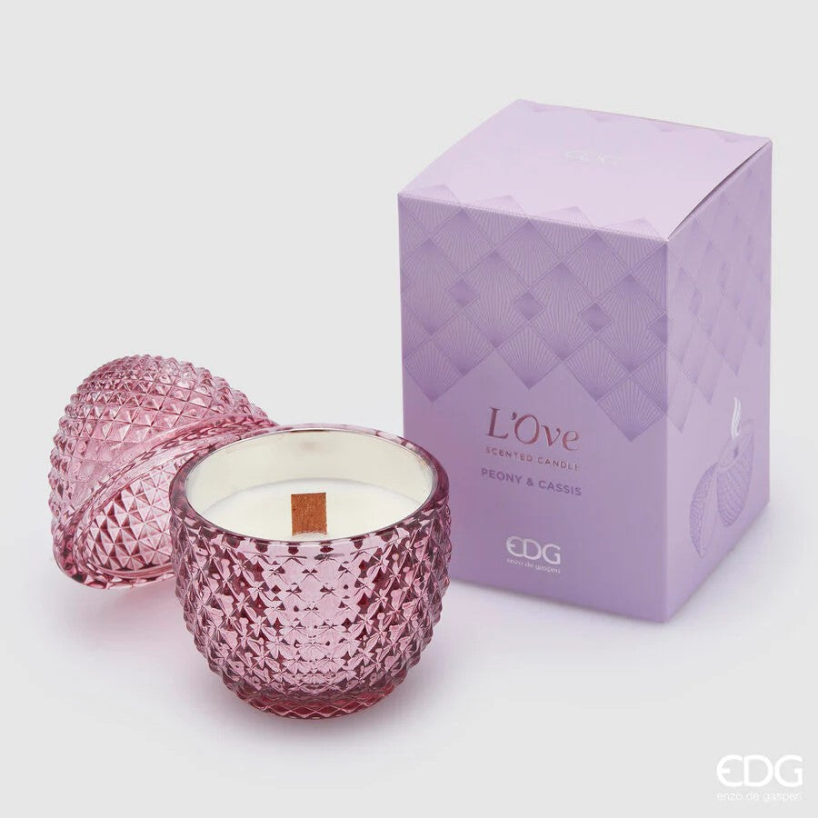 Bougie parfumée en forme d'œuf EDG Enzo De Gasperi L'Ove H 12 cm P 8 cm Pivoine et cassis
