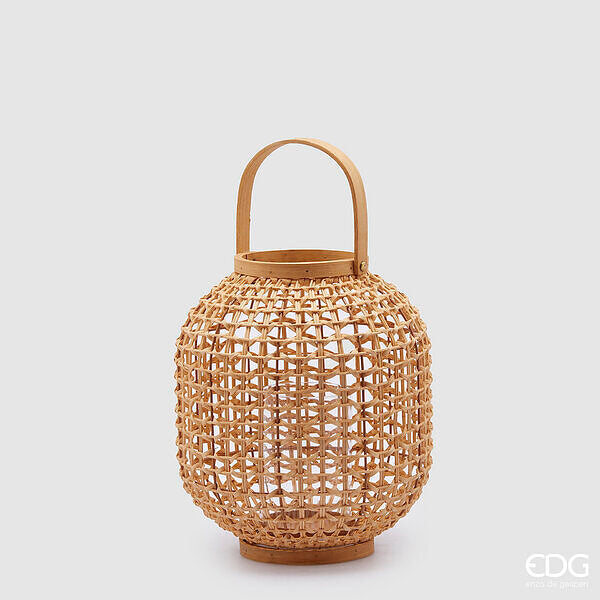 EDG Enzo De Gasperi Natural Curved Lantern with Handle H 32 Cm D 27 Cm