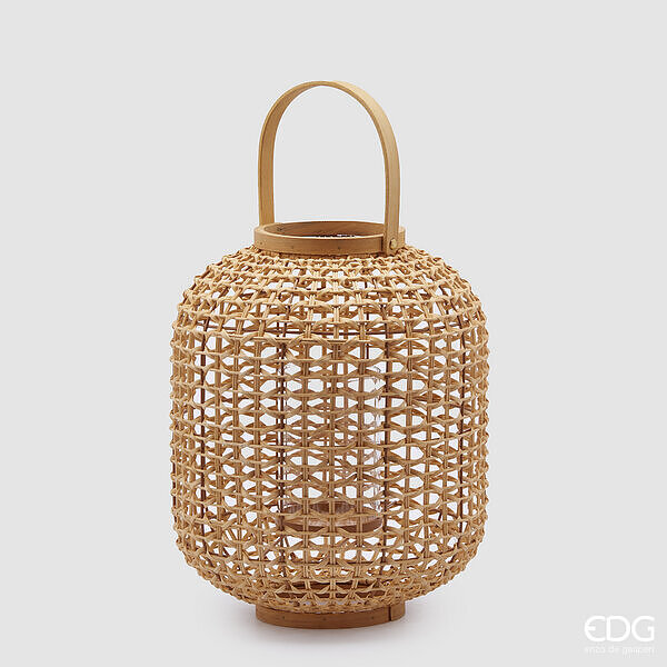 EDG Enzo De Gasperi Natural Curved Lantern with Handle H 38 Cm D 29 Cm