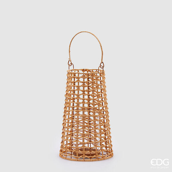 Lanterne conique naturelle EDG Enzo De Gasperi avec poignée H 32 cm P 27 cm Lumière