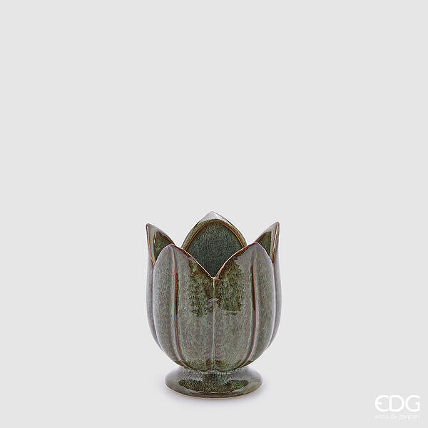 EDG Enzo De Gasperi Vase Tulipe H 13 Cm D 11 Cm Vert