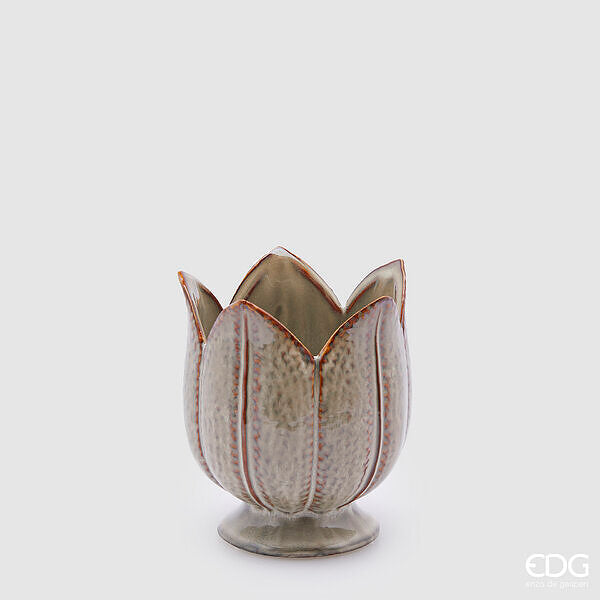 Vase Tulipe EDG Enzo De Gasperi H 16 Cm P 14 Cm Sauge