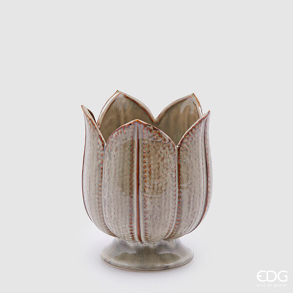 EDG Enzo De Gasperi Tulip Vase H 19 Cm D 16 Cm Sage