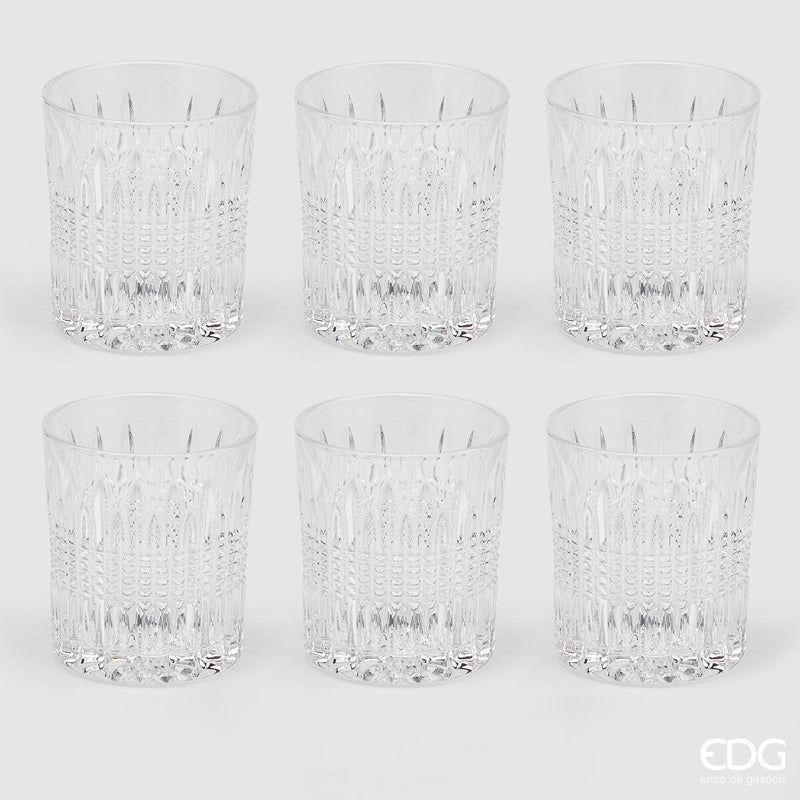 EDG Enzo De Gasperi Verre rayé H 9,5 cm P 8,2 cm 6 pièces
