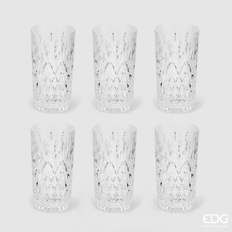 Lot de 6 verres à vin diamant EDG Enzo De Gasperi, H 14 cm, P 8 cm