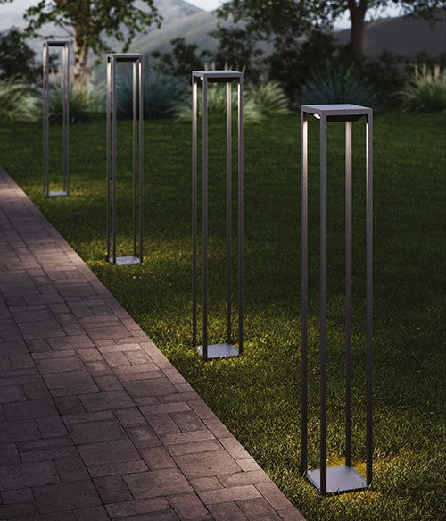 Lampe solaire Terra Saffron Home, h. 1 000 mm, p. 140 mm, l. 140 mm, acier Corten