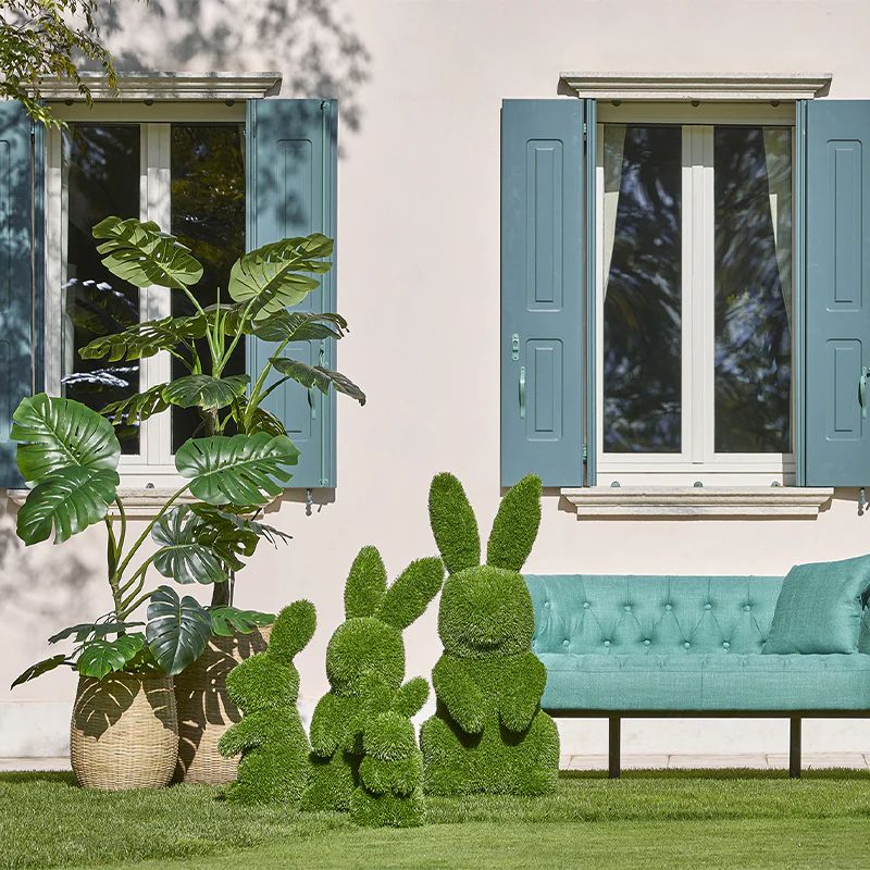 EDG Enzo De Gasperi Décoration Lapin Herbe H 85 Cm L 38 Cm L 33 Cm Vert Vert