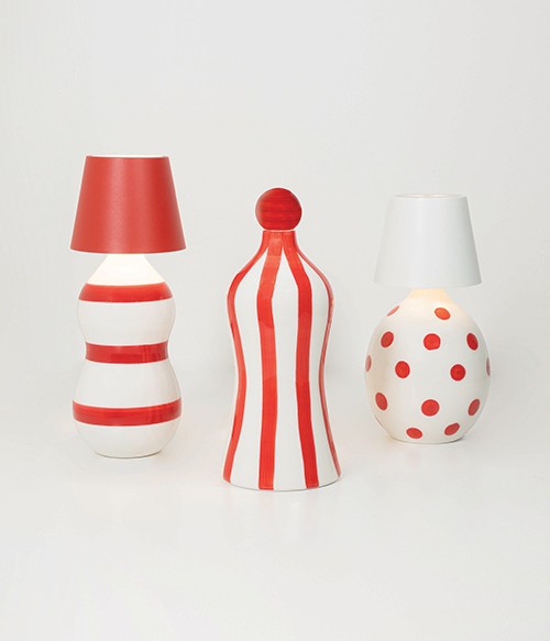 Bouteille Lido à rayures safran D 110 mm H 264 mm Rouge