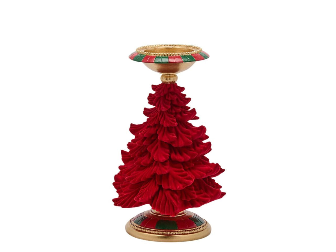 EDG Enzo De Gasperi Porte-bougie Sapin Vert et Rouge H31 Ø19 cm – Décoration de Noël