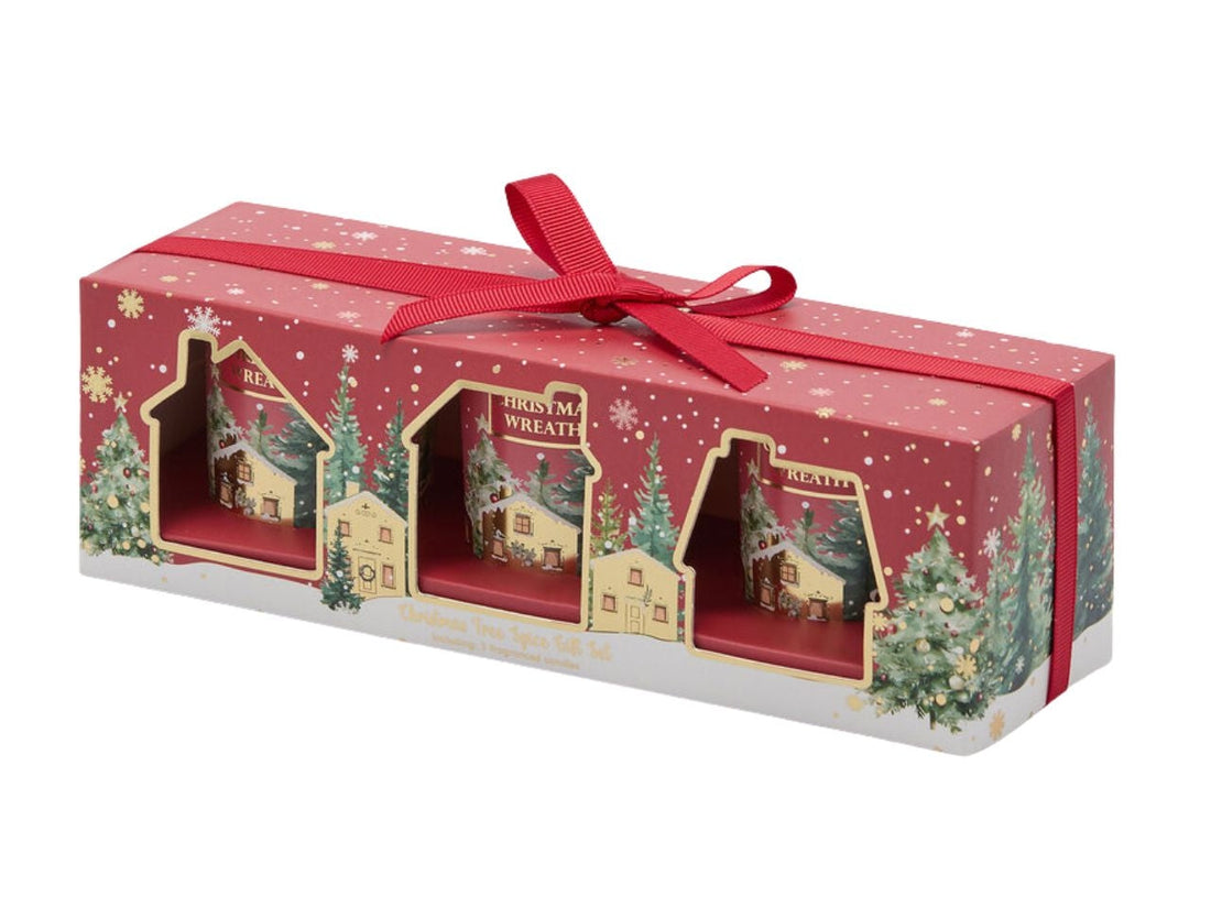 EDG Enzo De Gasperi Ensemble 3 Bougies Noel Parfumées Cidre de Pomme et Miel – Bougies de Noël