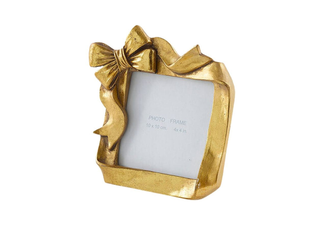 EDG Enzo De Gasperi Cadre Photo Noël avec Nœud 15,5 cm Or Foncé en Polyrésine – Décoration de Noël