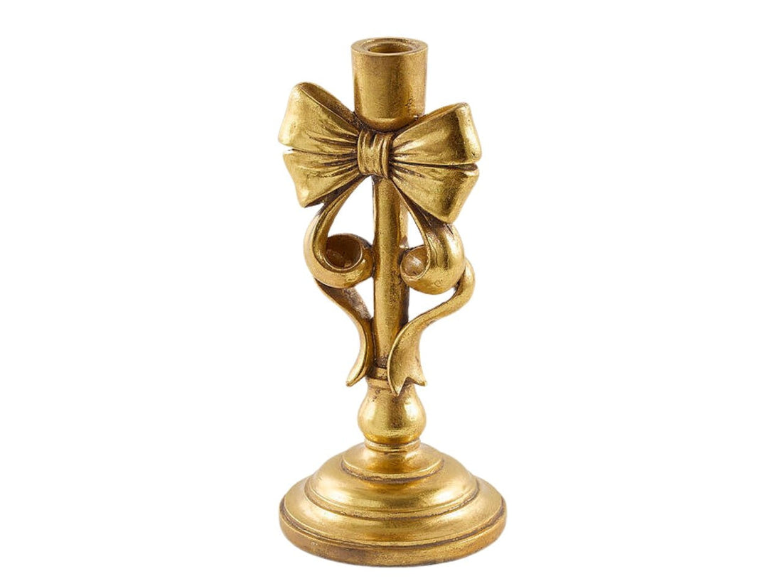 EDG Enzo De Gasperi Porte-bougie Noël avec Nœud H24x11,5x11,5 cm Or Foncé – Décoration de Noël