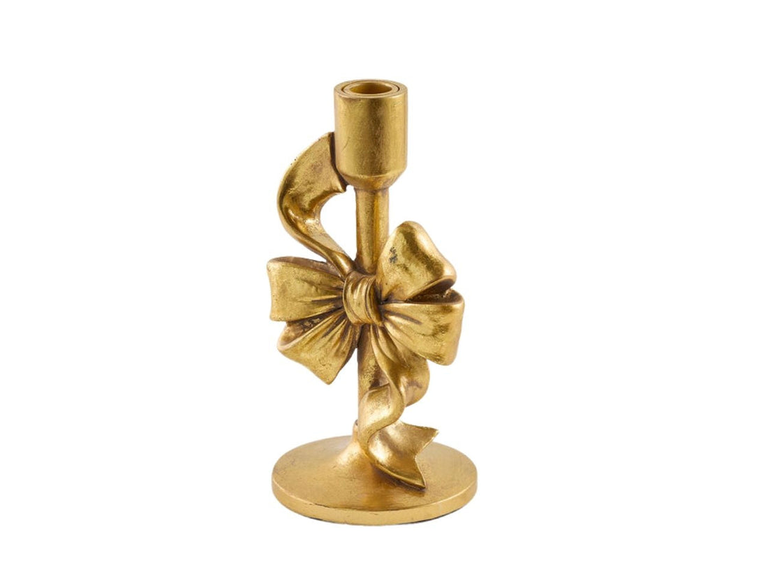 EDG Enzo De Gasperi Porte-bougie Noël avec Nœud H22x11x11 cm Or Foncé – Décoration de Noël