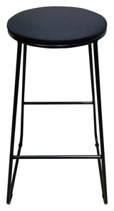 Di.Mo Tabouret Colby Assise Ronde en Tissu Noir Pieds Noirs