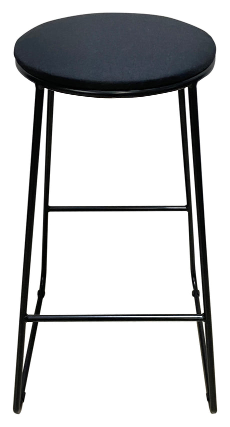 Di.Mo Tabouret Colby Assise Ronde en Tissu Noir Pieds Noirs