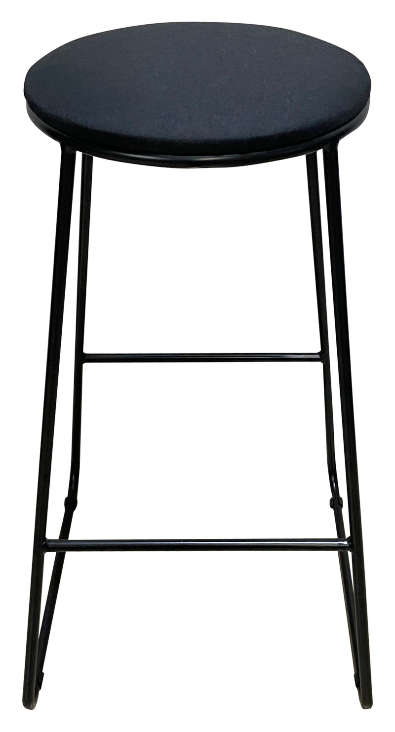 Tabouret Dimo Colby Assise Ronde en Tissu Noir Pieds Noirs