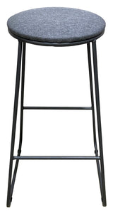 Di.Mo Tabouret Colby Assise Ronde en Tissu Gris Pieds Gris