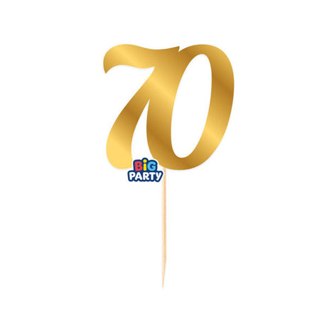 Big Party Mini Cake Topper Num. 70 Or Métal