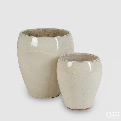 edg enzo de gasperi set 2 pz vaso glaze bombato h 42 cm h 32 cm waterproof ivory ean 8059824069979