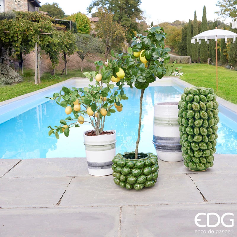 Vase EDG Enzo De Gasperi Chakra Citron H 19 Cm P 28 Cm 36 Fruits Vert Clair