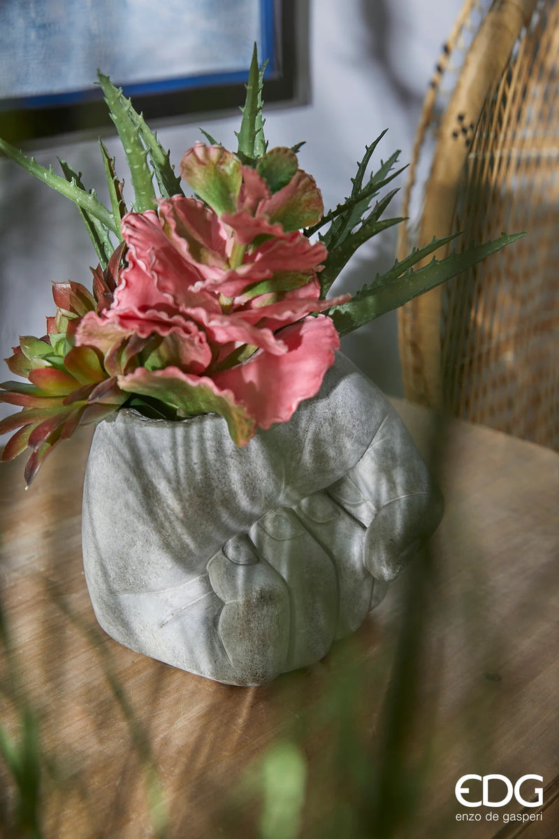 Vase en ciment EDG Enzo De Gasperi Fist H 13 cm L 14 cm L 14 cm Gris Imperméable