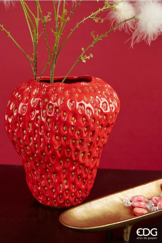 Vase Chakra Fraise EDG Enzo De Gasperi H 26 cm P 22 cm Corail