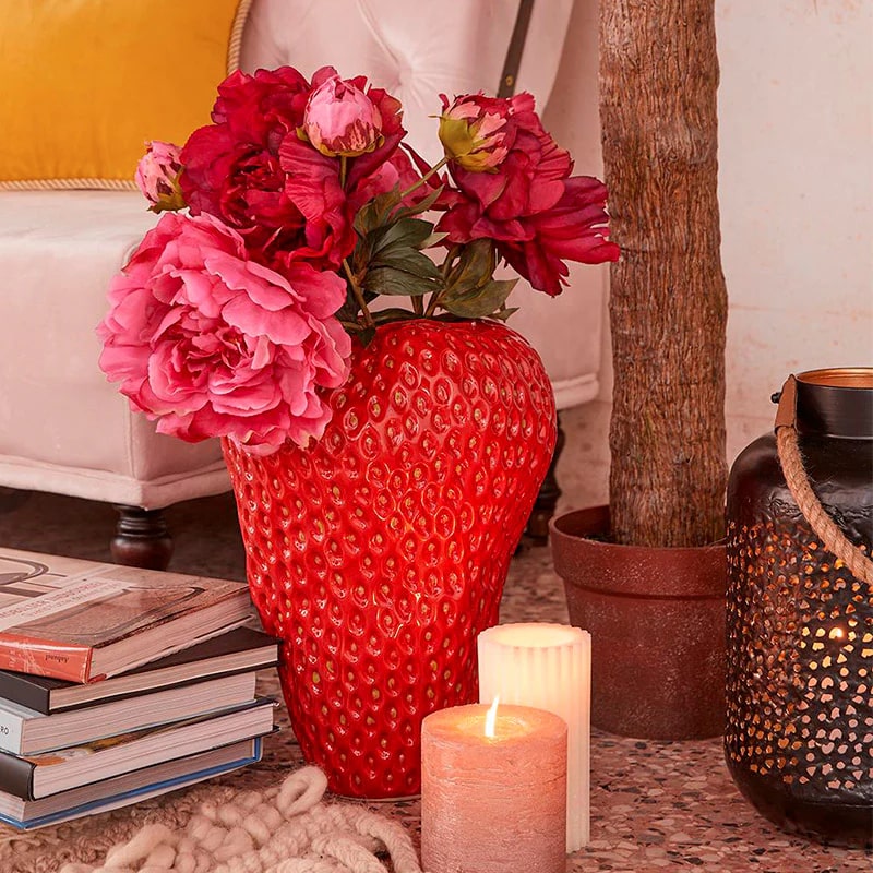 Vase Chakra Fraise EDG Enzo De Gasperi H 37 cm P 25 cm Corail