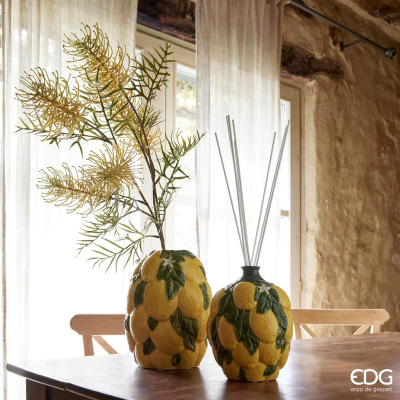 Vase citronnier à feuilles EDG Enzo De Gasperi H 19 cm P 14 cm Jaune Vert