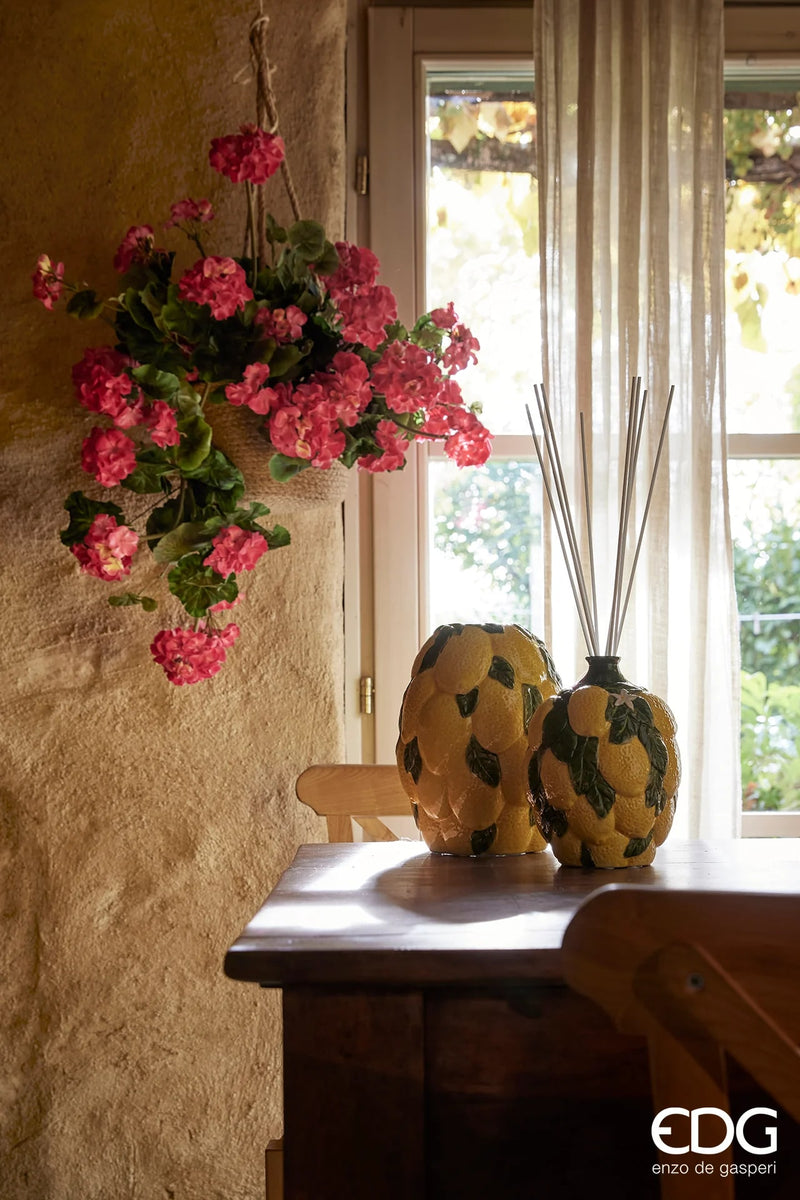 Vase citronnier à feuilles EDG Enzo De Gasperi H 19 cm P 14 cm Jaune Vert