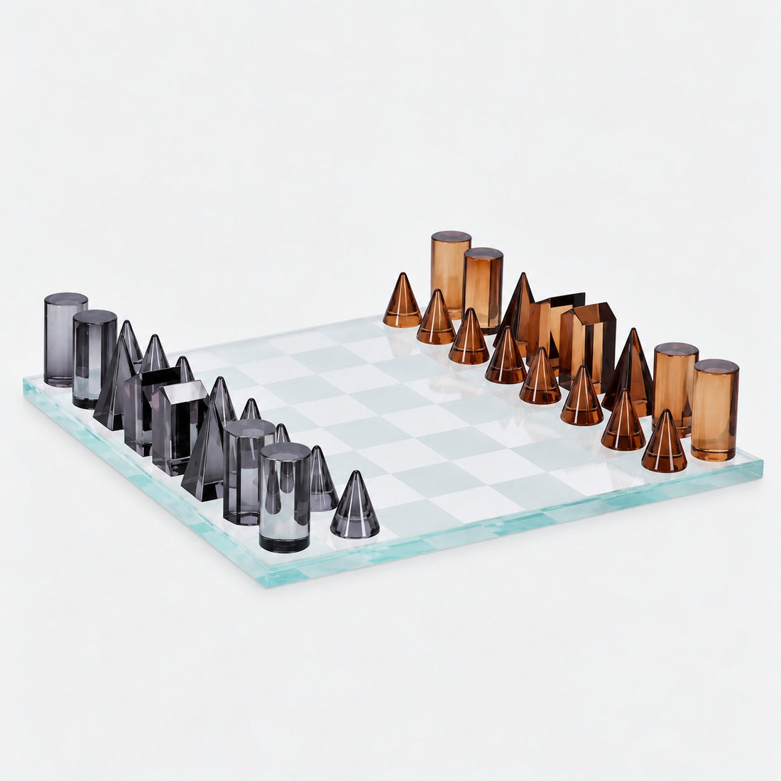 Bizzotto Décoration Échecs Carlson Transparent Argent et Ambre 37x37 cm – Décoration Élégante pour la Maison et Idée Cadeau de Noël