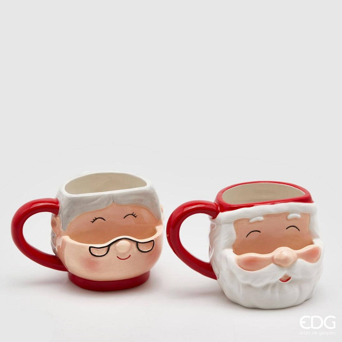 Mug EDG Enzo De Gasperi Père Noël et Mère Noël 2 pièces H10 Blanc Rouge