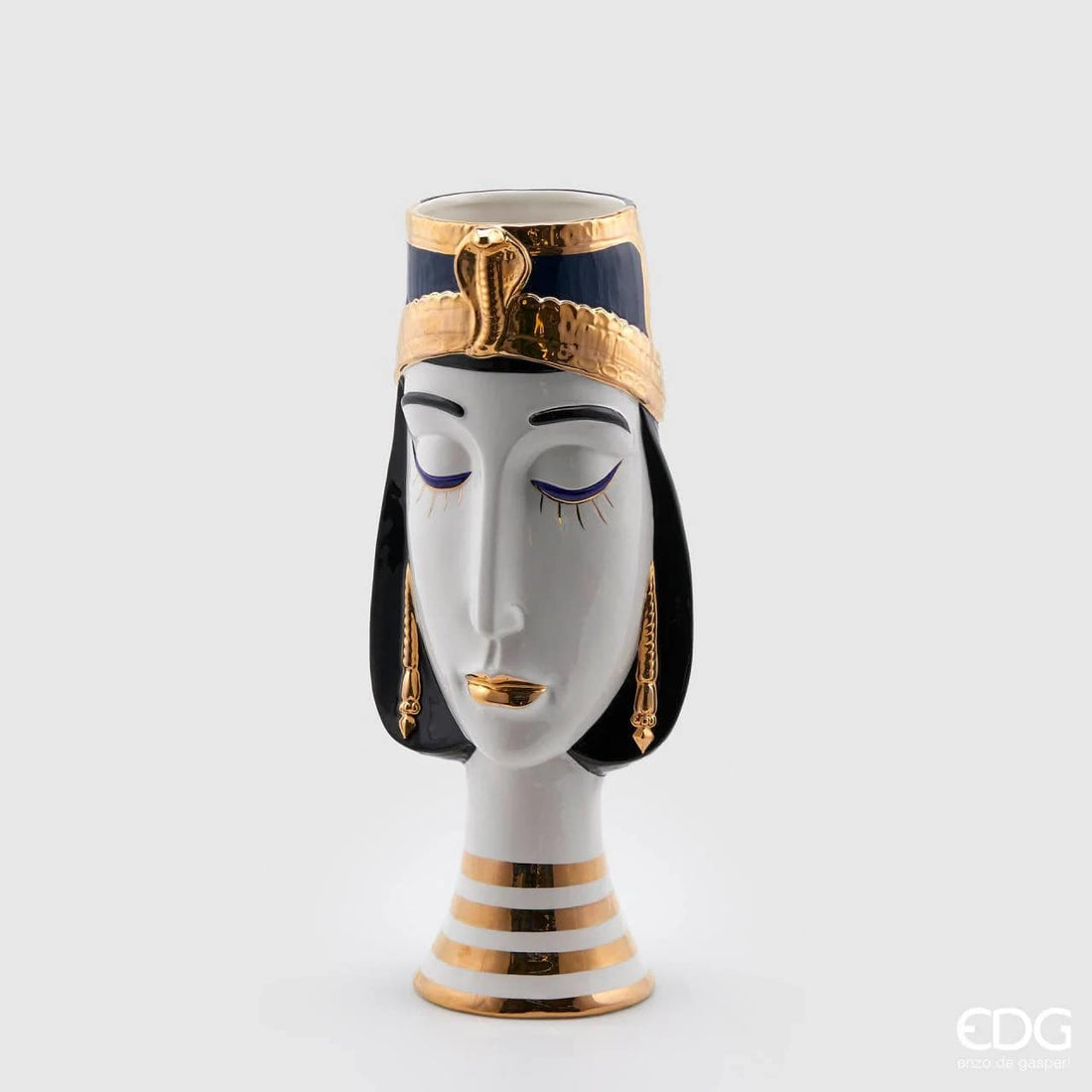 Vase EDG Enzo De Gasperi Egypte Iside H61 D23 Bleu et Or