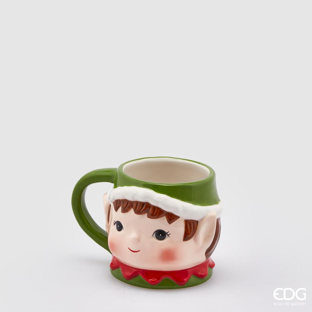 Mug Elfe Noël H 9 Cm Vert Rouge