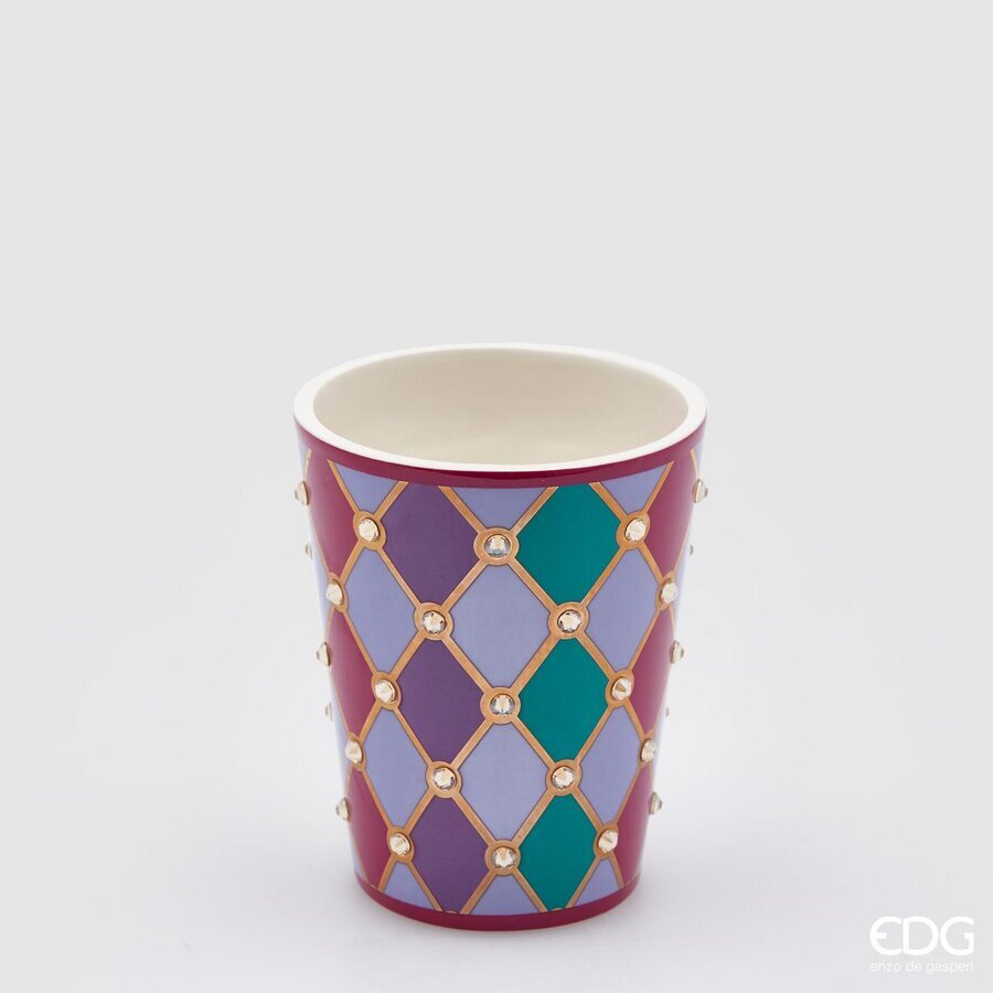 Vase évasé en forme de losange EDG Enzo De Gasperi, H13, D10,5, C3, multicolore