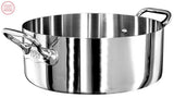 AGNELLI Faitout Bas Aluinox 3Ply Inox Brillant 20x8 cm 2 Poignées