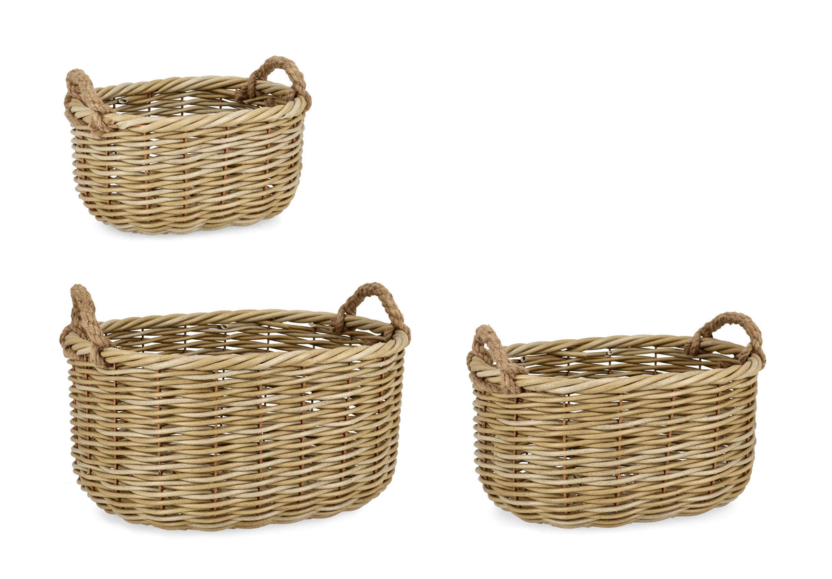 Ensemble de 3 paniers évasés Julen à 2 anses Bizzotto avec décoration de Noël naturelle