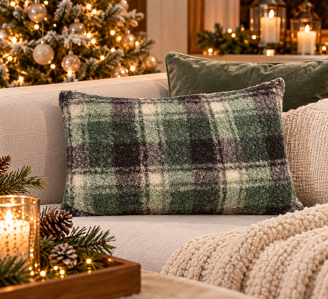 Bizzotto Coussin Laurence à Carreaux Vert 40x60 cm – Idée Cadeau Noël