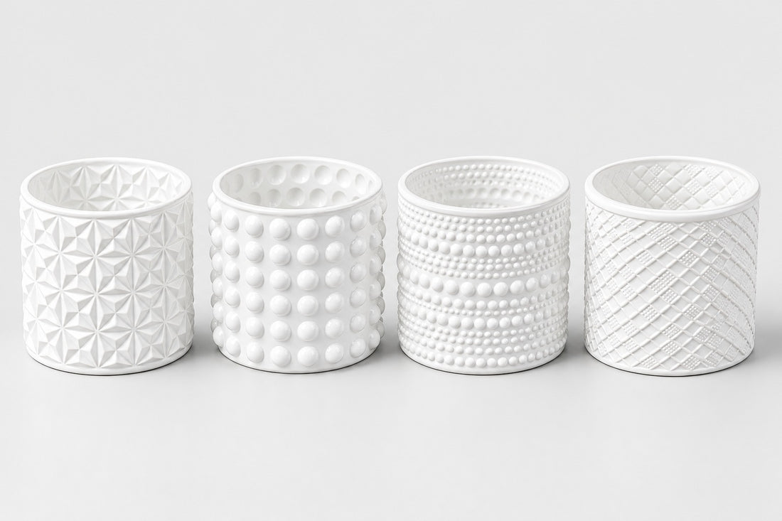 Bougeoirs en verre ARPIMEX Ø 7 cm H 6,8 cm Blanc Mix 4 pièces
