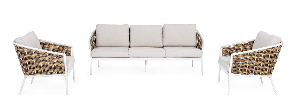 Bizzotto Maribela White 3 Piece Living Room Set